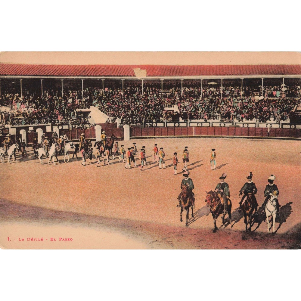 Bullfight El Paseo Le Defile Procession Matadors Bullring Arena Vtg Postcard